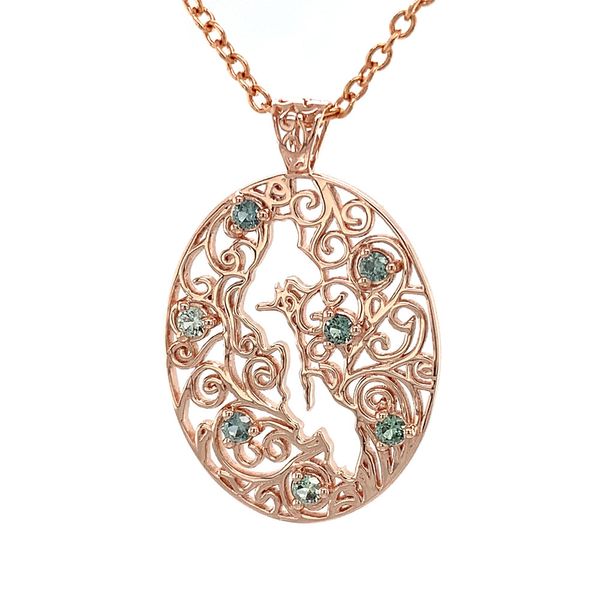 Whidbey Island Filigree Montana Sapphire Pendant Image 5 Geralds Jewelry Oak Harbor, WA