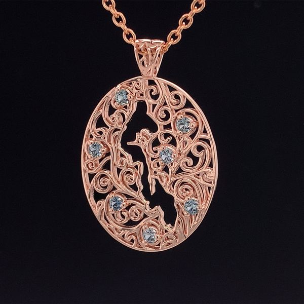 Whidbey Island Filigree Montana Sapphire Pendant Image 2 Geralds Jewelry Oak Harbor, WA