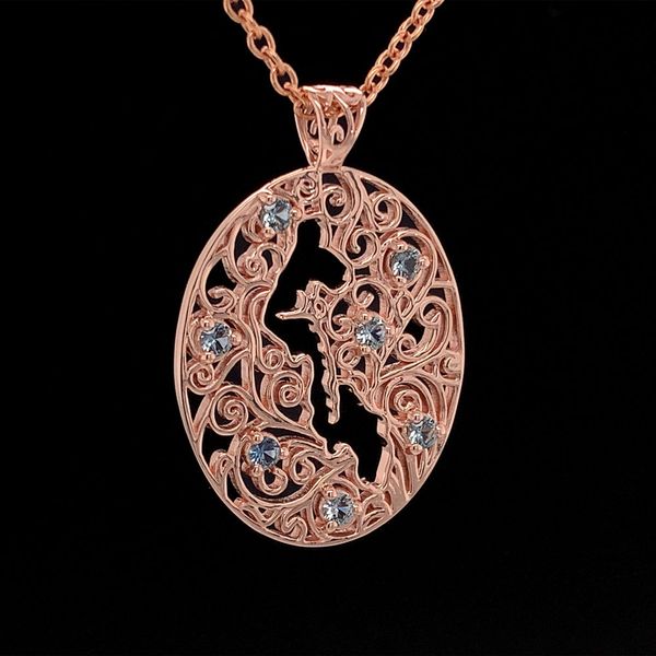 Whidbey Island Filigree Montana Sapphire Pendant Image 3 Geralds Jewelry Oak Harbor, WA