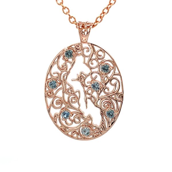 Whidbey Island Filigree Montana Sapphire Pendant Image 4 Geralds Jewelry Oak Harbor, WA