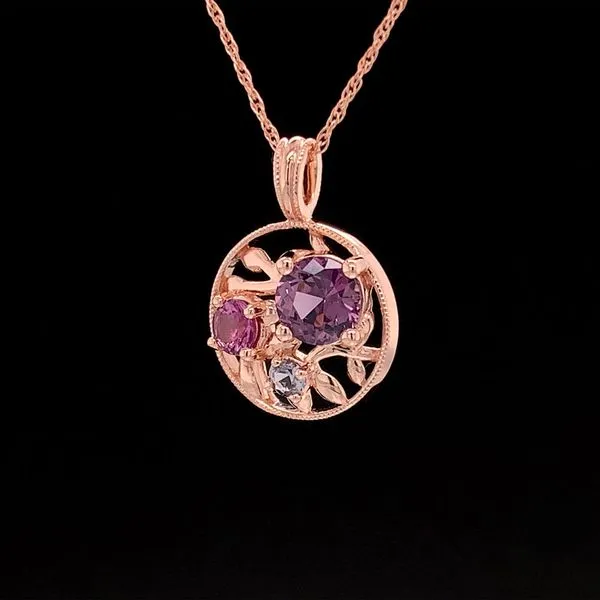 Olive Leaf Inspired Pendant With Natural Purple Spinel Image 2 Geralds Jewelry Oak Harbor, WA
