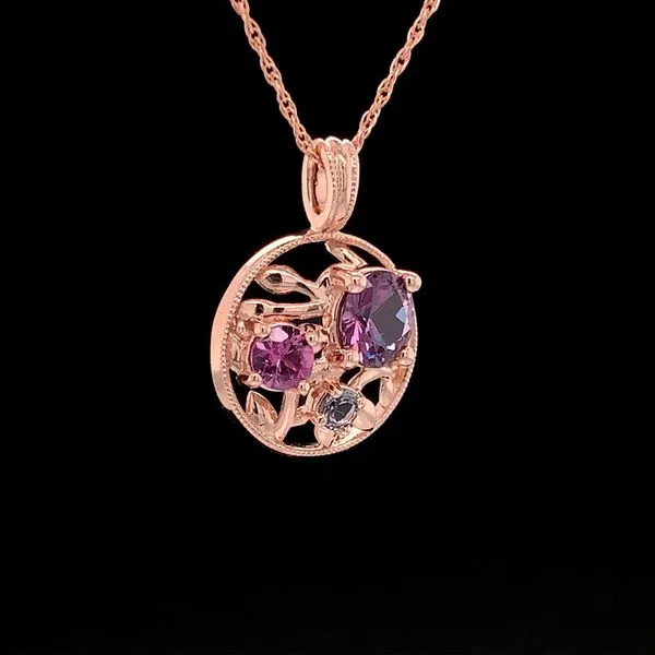 Olive Leaf Inspired Pendant With Natural Purple Spinel Image 3 Geralds Jewelry Oak Harbor, WA