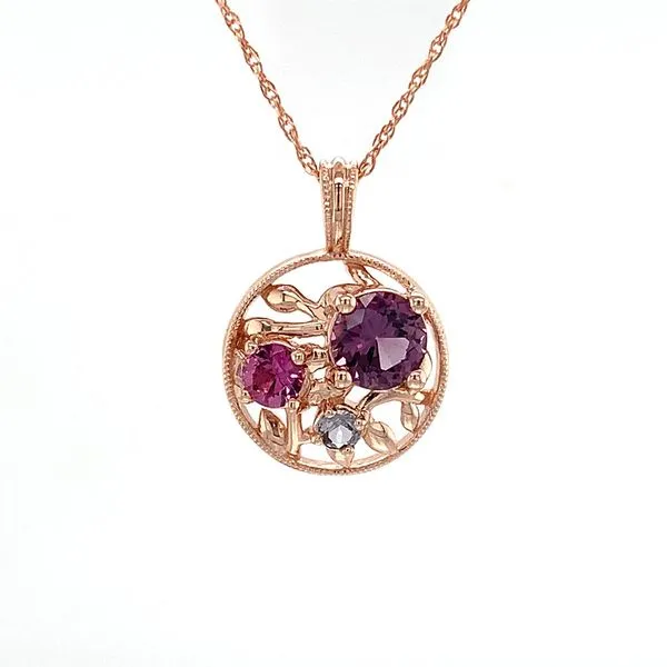 Olive Leaf Inspired Pendant With Natural Purple Spinel Image 4 Geralds Jewelry Oak Harbor, WA