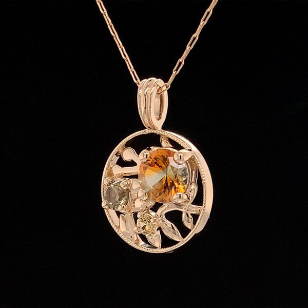 Olive Leaf Inspired Pendant With Natural Yellow Montana Sapphires Image 2 Geralds Jewelry Oak Harbor, WA