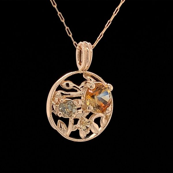 Olive Leaf Inspired Pendant With Natural Yellow Montana Sapphires Image 3 Geralds Jewelry Oak Harbor, WA