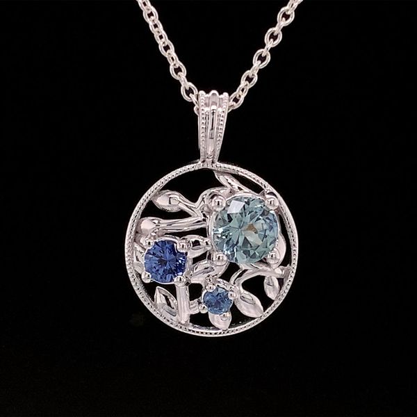 Olive Leaf Inspired Pendant With Natural Montana And Yogo Sapphires Geralds Jewelry Oak Harbor, WA