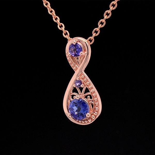 Tanzanite and Purple Yogo Sapphire Infinity Inspired Pendant Image 2 Geralds Jewelry Oak Harbor, WA