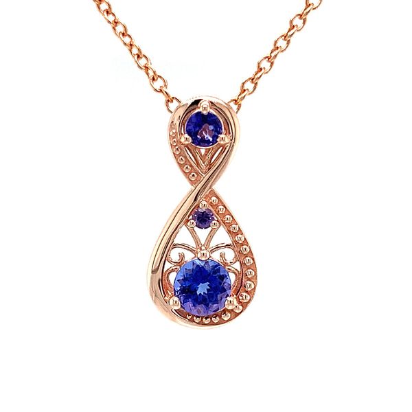 Tanzanite and Purple Yogo Sapphire Infinity Inspired Pendant Image 4 Geralds Jewelry Oak Harbor, WA