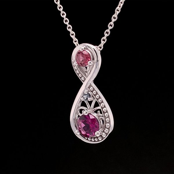 Natural Garnet Infinity Inspired Pendant Image 2 Geralds Jewelry Oak Harbor, WA