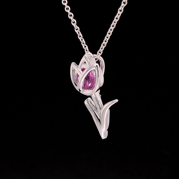 Pink Montana Sapphire Tulip Pendant Image 2 Geralds Jewelry Oak Harbor, WA