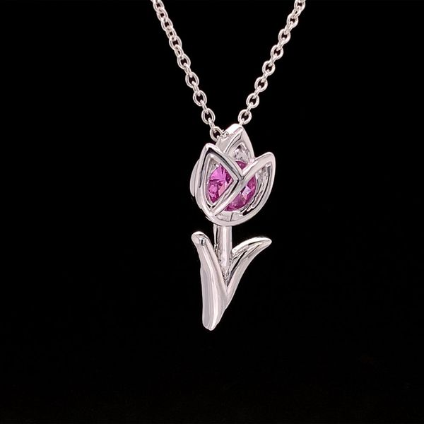 Pink Montana Sapphire Tulip Pendant Image 3 Geralds Jewelry Oak Harbor, WA