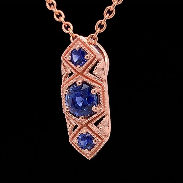 Vintage Inspired Three Stone Sapphire Pendant Image 2 Geralds Jewelry Oak Harbor, WA
