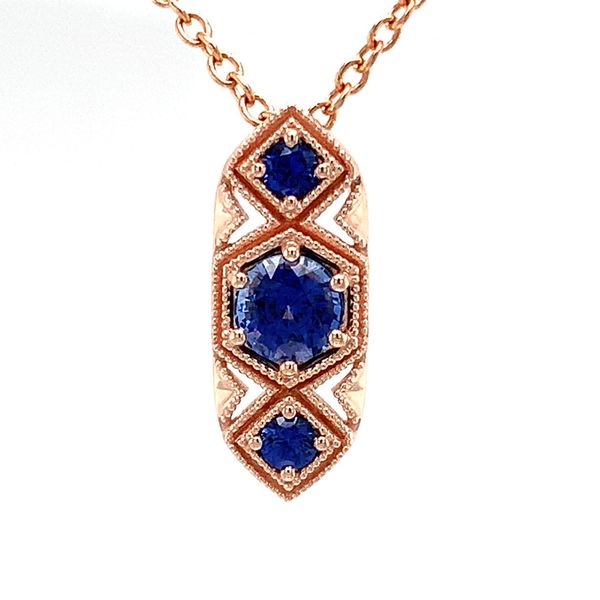 Vintage Inspired Three Stone Sapphire Pendant Image 4 Geralds Jewelry Oak Harbor, WA