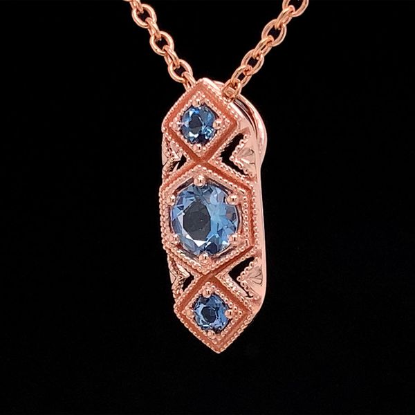 Vintage Inspired Three Stone Aquamarine Pendant Image 2 Geralds Jewelry Oak Harbor, WA