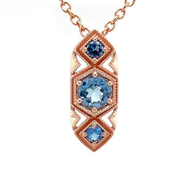 Vintage Inspired Three Stone Aquamarine Pendant Image 4 Geralds Jewelry Oak Harbor, WA