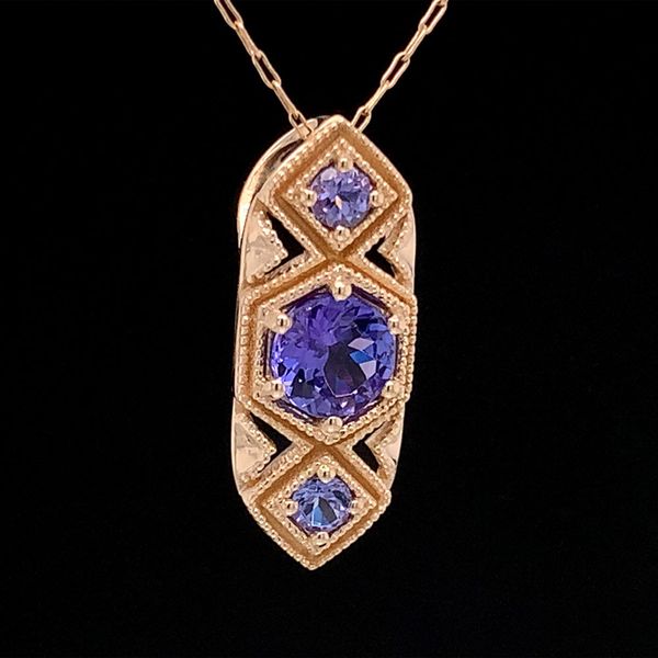 Vintage Inspired Three Stone Tanzanite Pendant Image 2 Geralds Jewelry Oak Harbor, WA