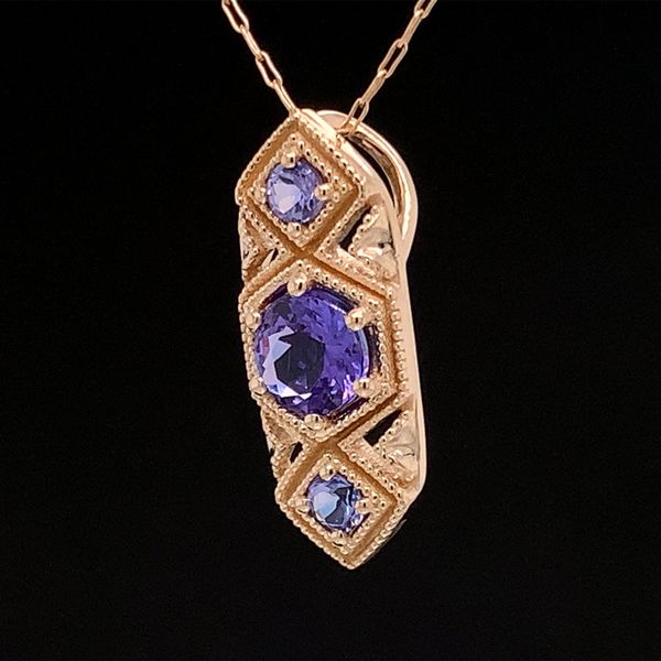 Vintage Inspired Three Stone Tanzanite Pendant Image 3 Geralds Jewelry Oak Harbor, WA