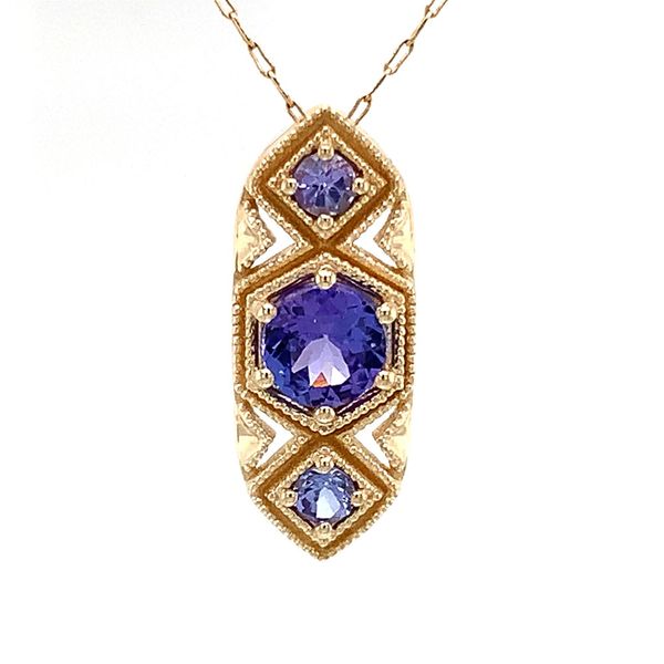 Vintage Inspired Three Stone Tanzanite Pendant Image 4 Geralds Jewelry Oak Harbor, WA