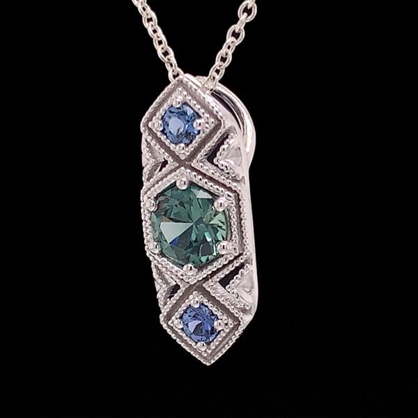 Vintage Inspired Three Stone Montana And Yogo Sapphire Pendant Image 2 Geralds Jewelry Oak Harbor, WA