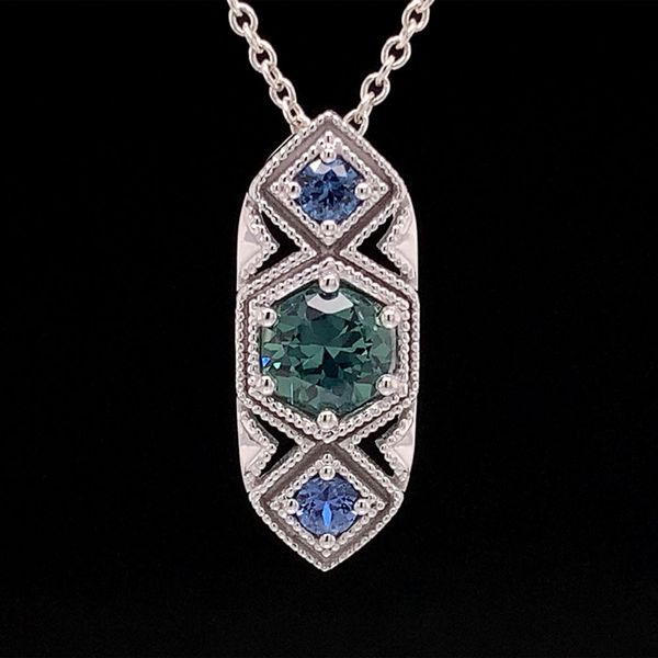 Vintage Inspired Three Stone Montana And Yogo Sapphire Pendant Geralds Jewelry Oak Harbor, WA