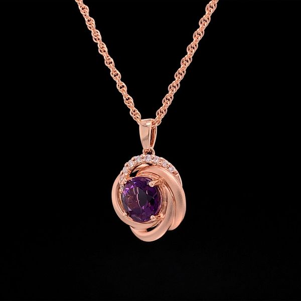 Encircled Rose Gold Amethyst And Diamond Pendant Image 2 Geralds Jewelry Oak Harbor, WA