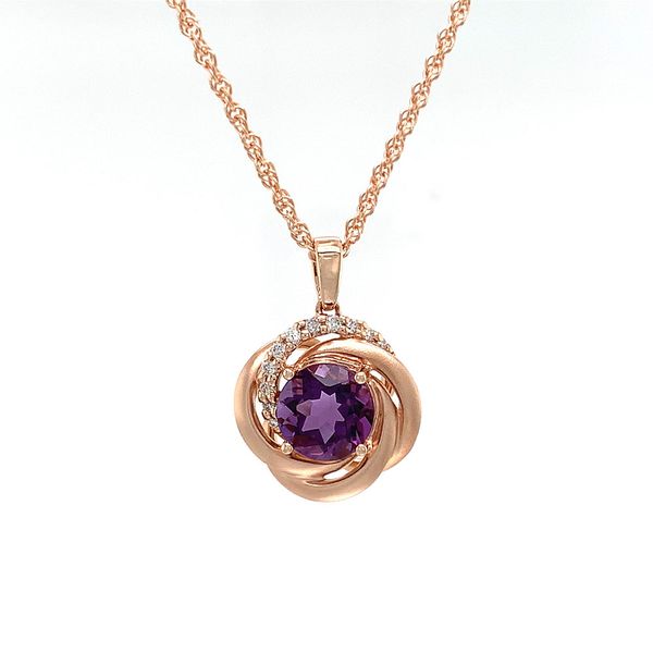 Encircled Rose Gold Amethyst And Diamond Pendant Image 4 Geralds Jewelry Oak Harbor, WA