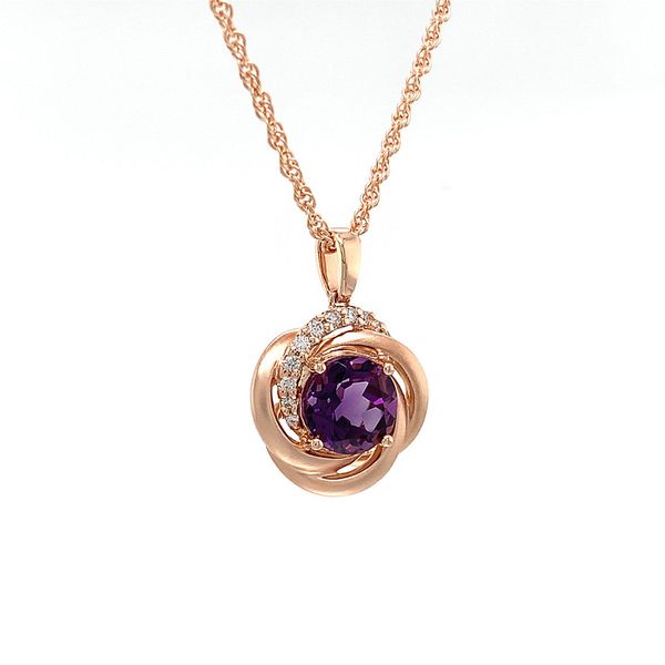 Encircled Rose Gold Amethyst And Diamond Pendant Image 5 Geralds Jewelry Oak Harbor, WA