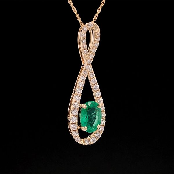 Emerald And Diamond Twist Style Slide Pendant Image 2 Geralds Jewelry Oak Harbor, WA