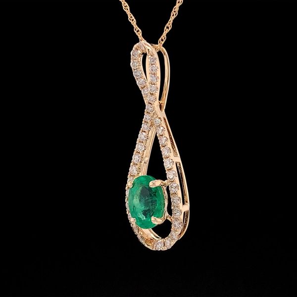 Emerald And Diamond Twist Style Slide Pendant Image 3 Geralds Jewelry Oak Harbor, WA