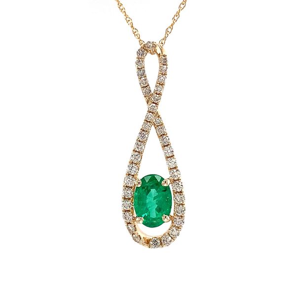 Emerald And Diamond Twist Style Slide Pendant Image 4 Geralds Jewelry Oak Harbor, WA