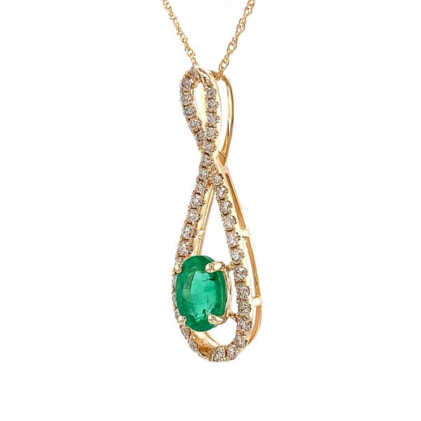 Emerald And Diamond Twist Style Slide Pendant Image 5 Geralds Jewelry Oak Harbor, WA