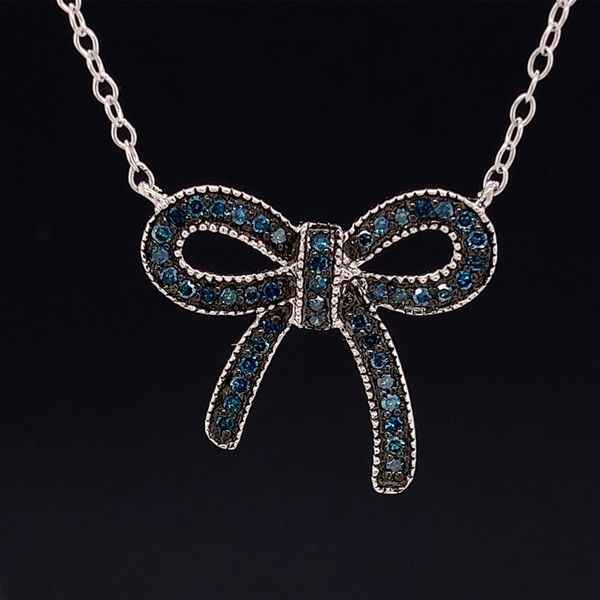 Silver Blue Diamond Ribbon Necklace Geralds Jewelry Oak Harbor, WA
