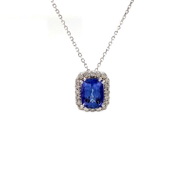 1.63Ct Tanzanite And Diamond Halo Pendant Image 4 Geralds Jewelry Oak Harbor, WA