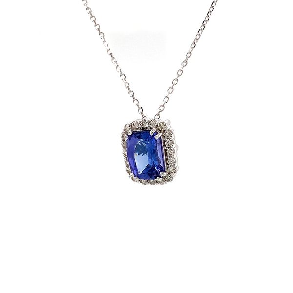 1.63Ct Tanzanite And Diamond Halo Pendant Image 5 Geralds Jewelry Oak Harbor, WA