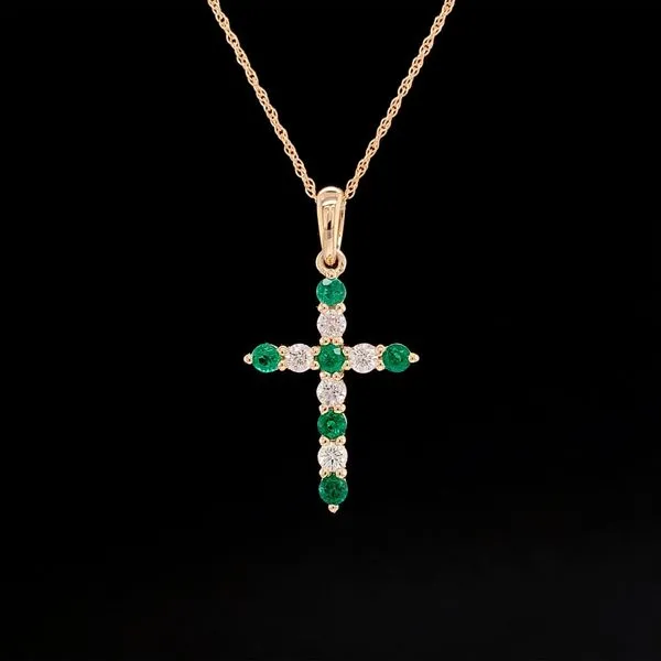 Emerald And Diamond Cross Pendant Geralds Jewelry Oak Harbor, WA
