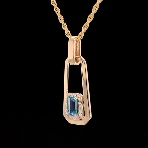 Neagtive Space Swiss Blue Topaz And Diamond Pendant Image 2 Geralds Jewelry Oak Harbor, WA