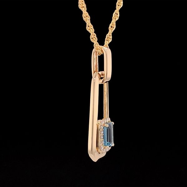 Neagtive Space Swiss Blue Topaz And Diamond Pendant Image 3 Geralds Jewelry Oak Harbor, WA