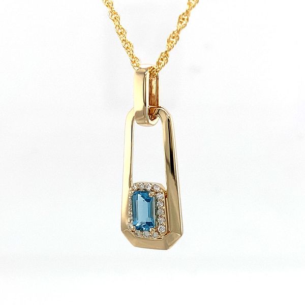 Neagtive Space Swiss Blue Topaz And Diamond Pendant Image 5 Geralds Jewelry Oak Harbor, WA