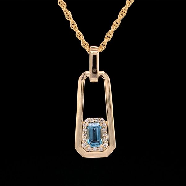 Neagtive Space Swiss Blue Topaz And Diamond Pendant Geralds Jewelry Oak Harbor, WA