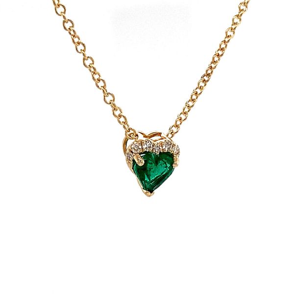 Heart Shape Emerald And Diamond Pendant Image 4 Geralds Jewelry Oak Harbor, WA