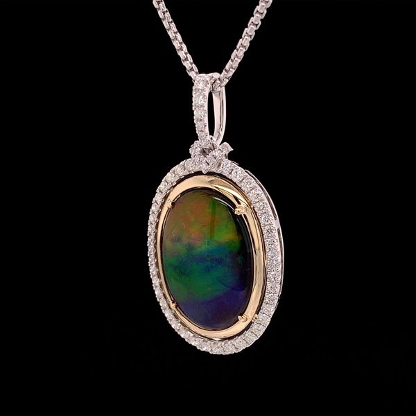Ammolite Doublet And Diamond Halo Pendant Image 2 Geralds Jewelry Oak Harbor, WA