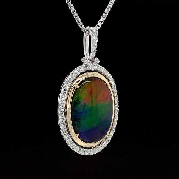 Ammolite Doublet And Diamond Halo Pendant Image 3 Geralds Jewelry Oak Harbor, WA