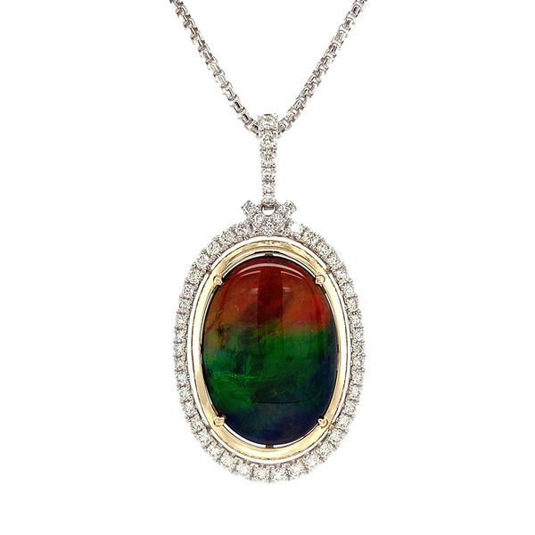 Ammolite Doublet And Diamond Halo Pendant Image 4 Geralds Jewelry Oak Harbor, WA