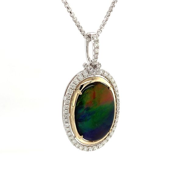 Ammolite Doublet And Diamond Halo Pendant Image 5 Geralds Jewelry Oak Harbor, WA