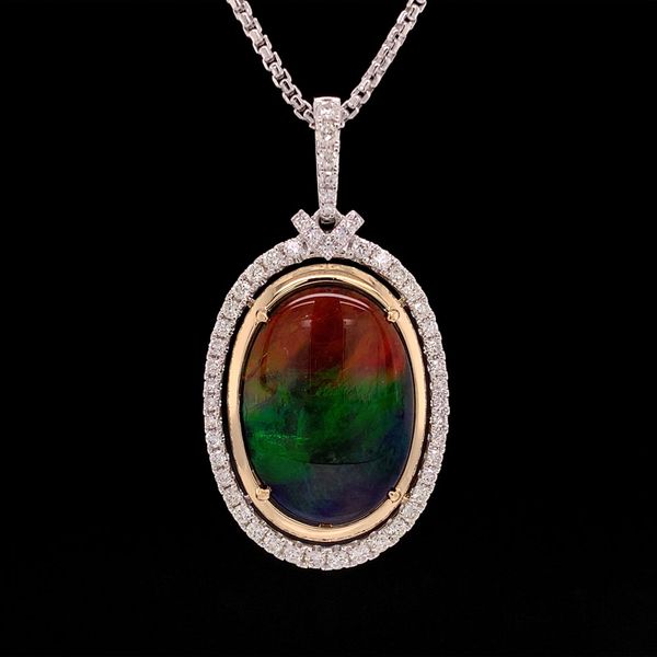 Ammolite Doublet And Diamond Halo Pendant Geralds Jewelry Oak Harbor, WA