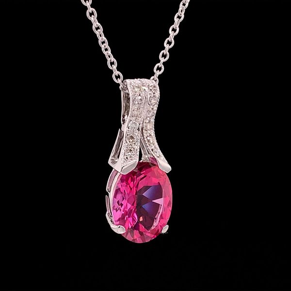 Pink Topaz And Diamond Pendant Image 2 Geralds Jewelry Oak Harbor, WA