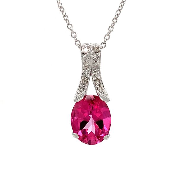 Pink Topaz And Diamond Pendant Image 4 Geralds Jewelry Oak Harbor, WA