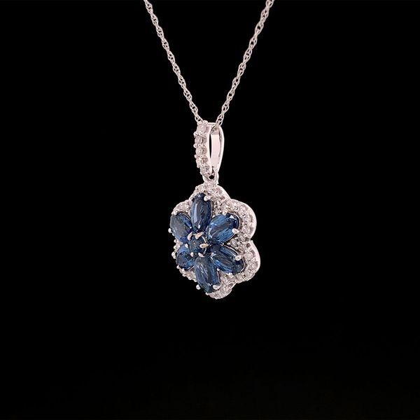 Sapphire And Diamond Flower Pendant Image 2 Geralds Jewelry Oak Harbor, WA
