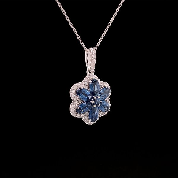 Sapphire And Diamond Flower Pendant Image 3 Geralds Jewelry Oak Harbor, WA