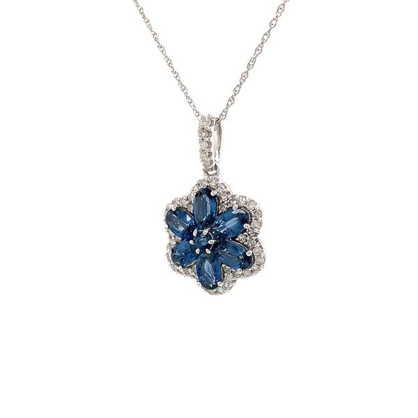 Sapphire And Diamond Flower Pendant Image 5 Geralds Jewelry Oak Harbor, WA